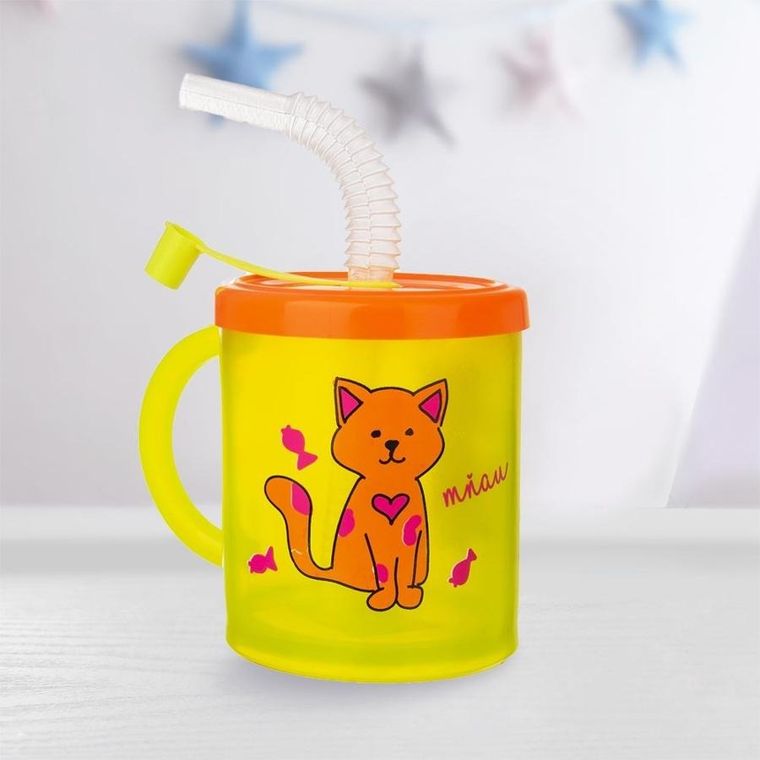 Orion, kubek ze słomką dla dziecka, kot, 260 ml