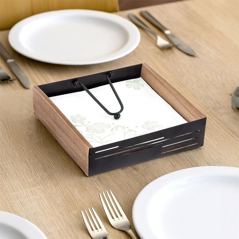 Orion, Line, serwetnik z dociskiem, metalowy, czarny, 18-18-5 cm