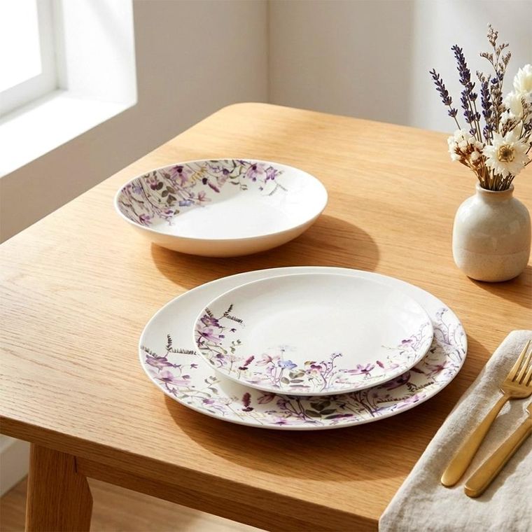 Orion, Louka, zestaw serwis obiadowy, porcelanowy, kwiaty, 18 elementów