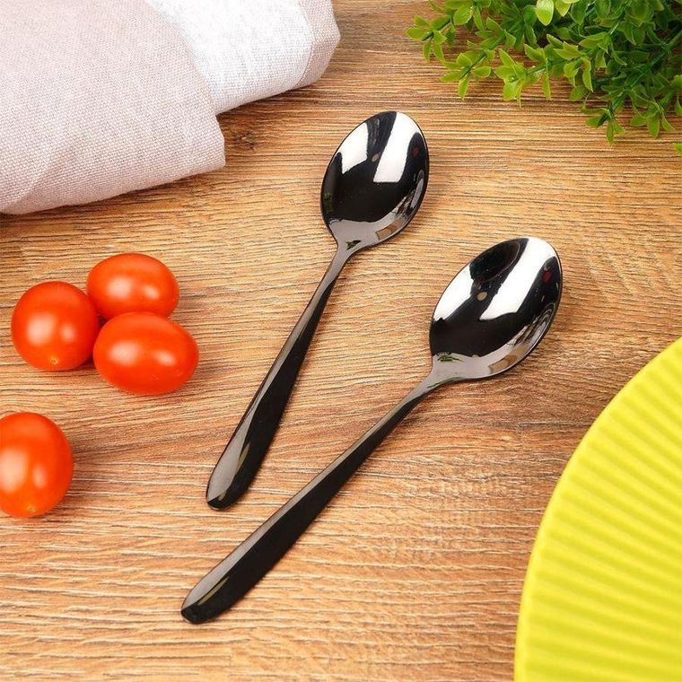 Orion, łyżeczka stalowa, czarna, 2 szt.