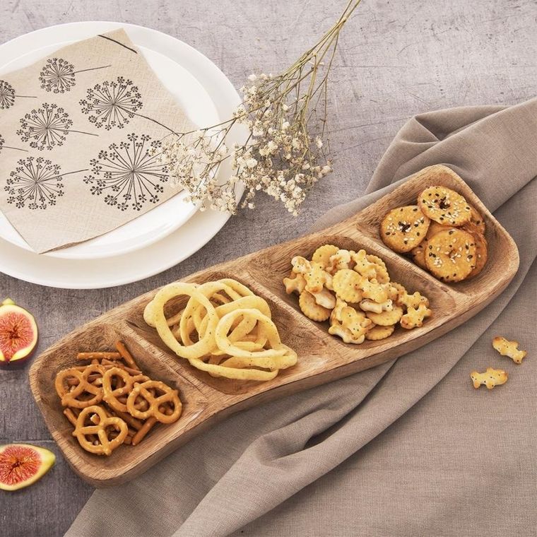 Orion, Mango, drewniany talerz na przekąski, dzielony, 35-11 cm