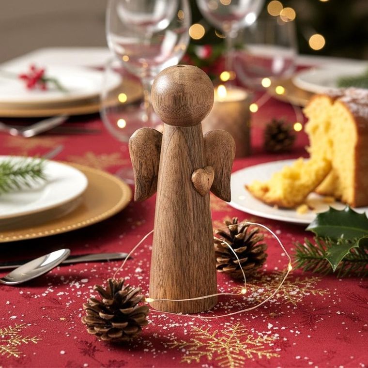 Orion, Mango, figurka świąteczna, drewniana, anioł, 21 cm