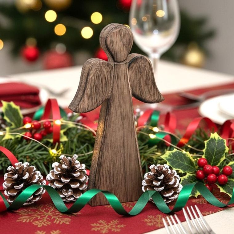 Orion, Mango, figurka świąteczna, drewniana, anioł, 24 cm