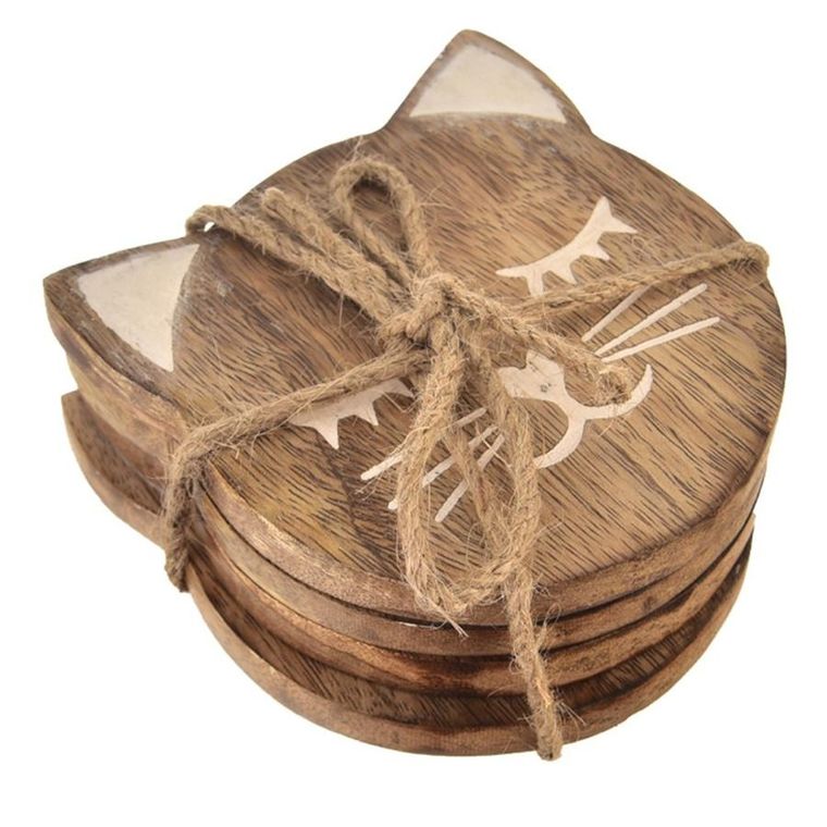 Orion, Mango, podstawki pod kubek, drewniane, 4 szt., 10-11 cm