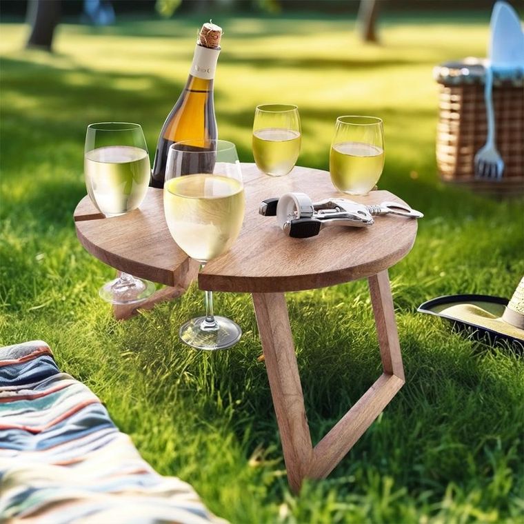 Orion, Mango, stolik piknikowy na wino, drewniany, składany, 39,5-24,5 cm