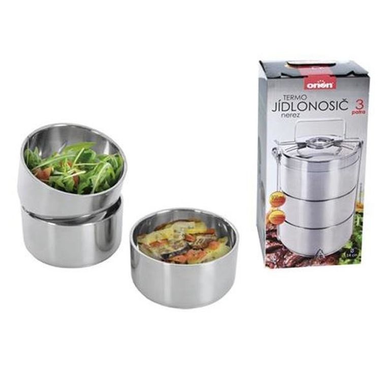 Orion, menażka obiadowa, 3-poziomowa, termos stalowy 3-0,9 l