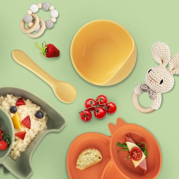 Orion, miseczka dla dziecka, silikonowa, z przyssawką, żółta, 360 ml