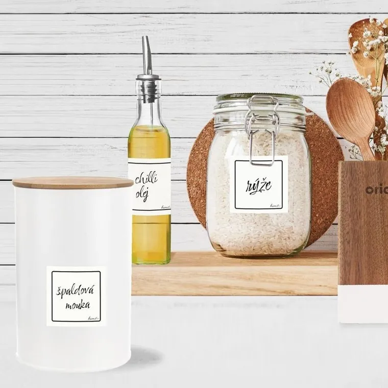 Orion, naklejki na słoiki samoprzylepne białe, 12 szt.