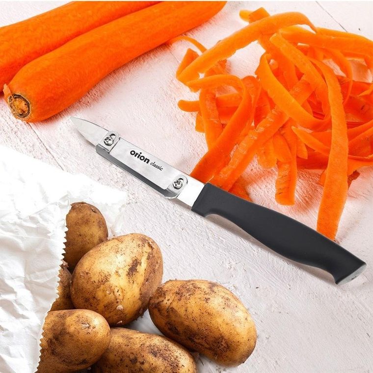Orion, nóż do obierania obierak do owoców i warzyw, pionowy, stalowy, 19 cm