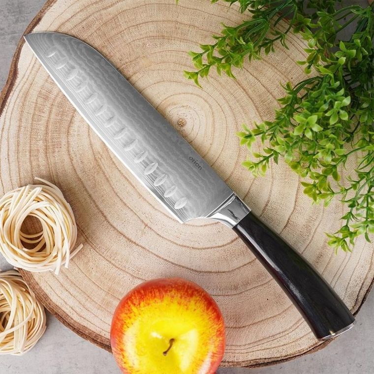 Orion, nóż Santoku, stalowy, Damascus, 31 cm