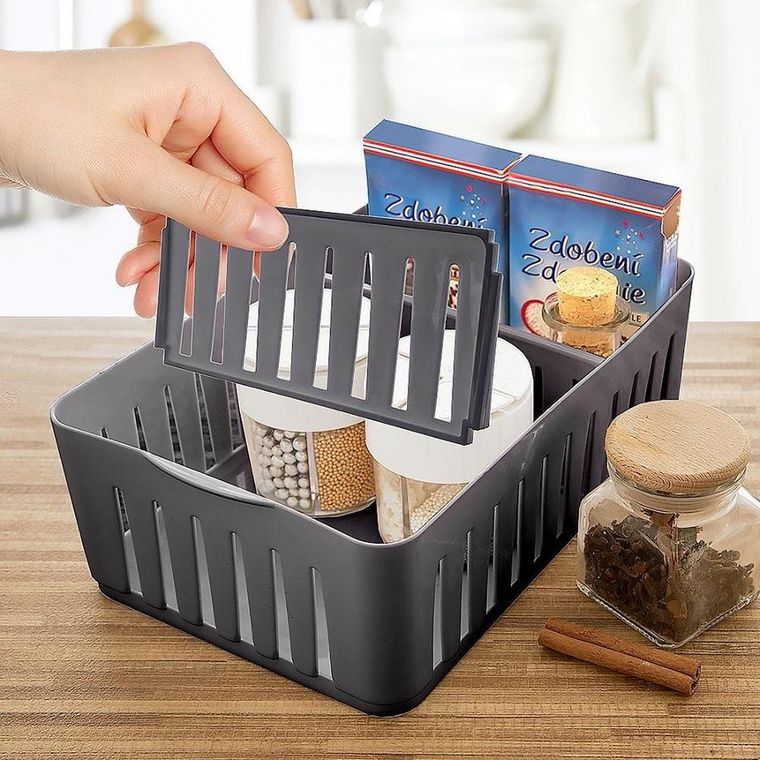 Orion, organizer kuchenny na przyprawy w torebkach, zioła, dzielony, szary