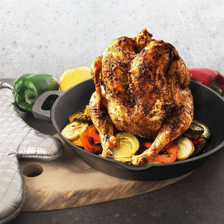 Orion, patelnia ze stojakiem na kurczaka, żeliwna, Litina, 28 cm