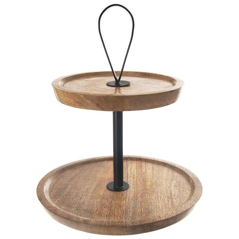 Orion, patera drewniana, 2-poziomowa, Mango, 30 cm