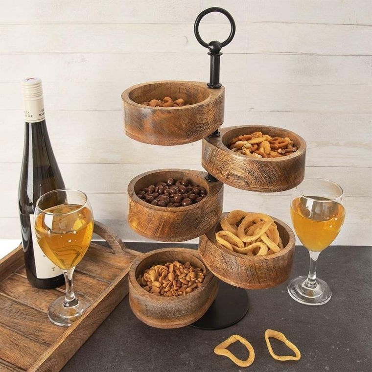 Orion, Patera drewniana 5-poziomowa, Mango, 44.5 cm