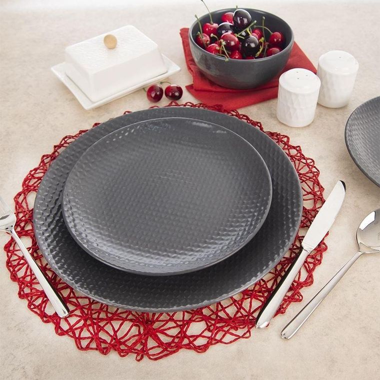 Orion, podkładka pod talerz sztućce, okrągła, czerwona, 35 cm