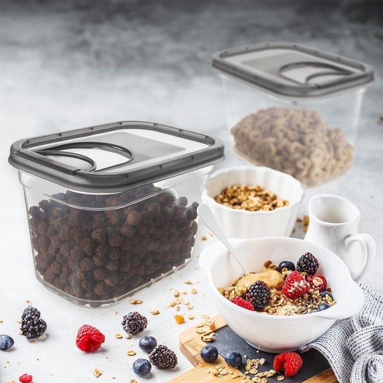 Orion, pojemnik na produkty sypkie z dozownikiem, grey, 1,3l