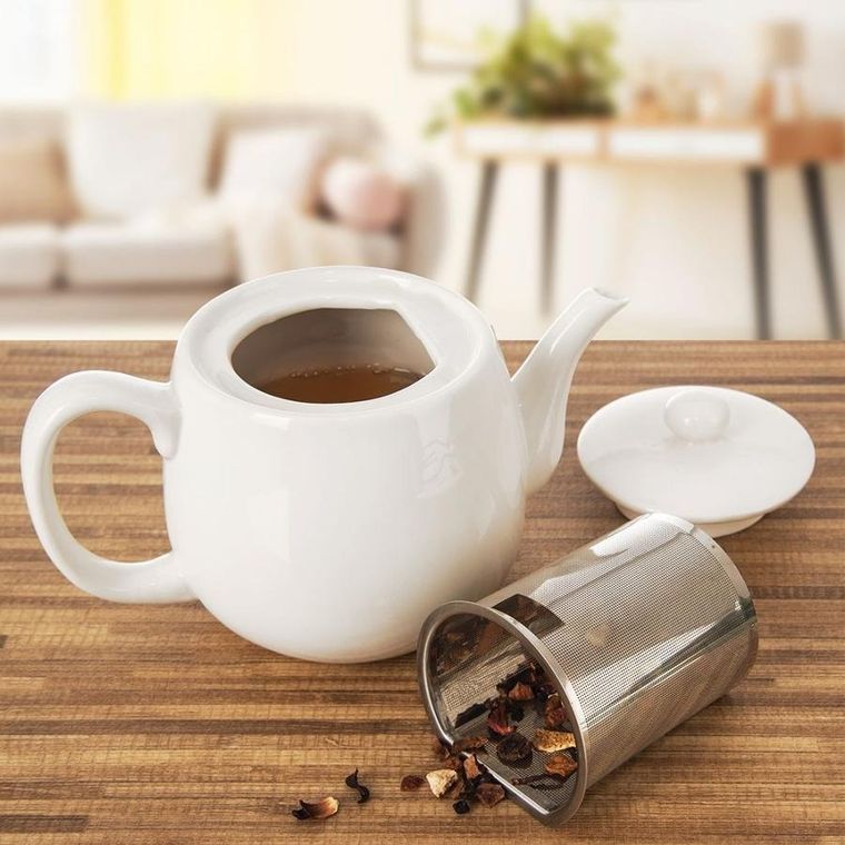 Orion, porcelanowy dzbanek z zaparzaczem do herbaty, biały, Mona, 700 ml