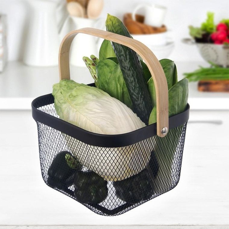 Orion, Radka, koszyk do przechowywania, metalowy, czarny, 27-24,5-17,5 cm