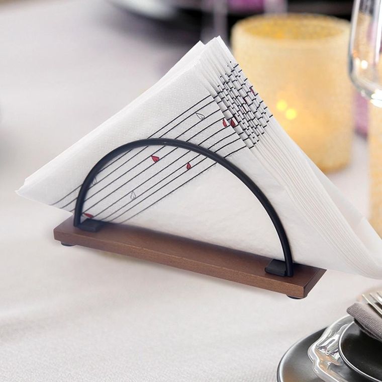 Orion, Radka, serwetnik, drewniany metalowy, czarny, 16-5-8 cm