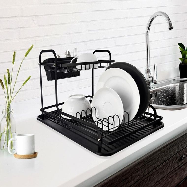 Orion, Radka, suszarka na naczynia, 2-poziomowa, czarna, 42,5-32-29 cm