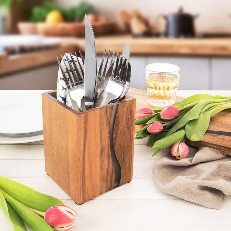 Orion, River, stojak na przybory kuchenne, drewniany