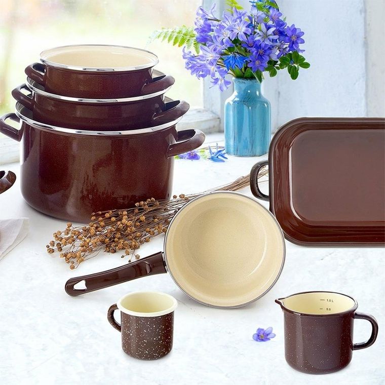 Orion, rondel emaliowany, brown, 14 cm, 620 ml