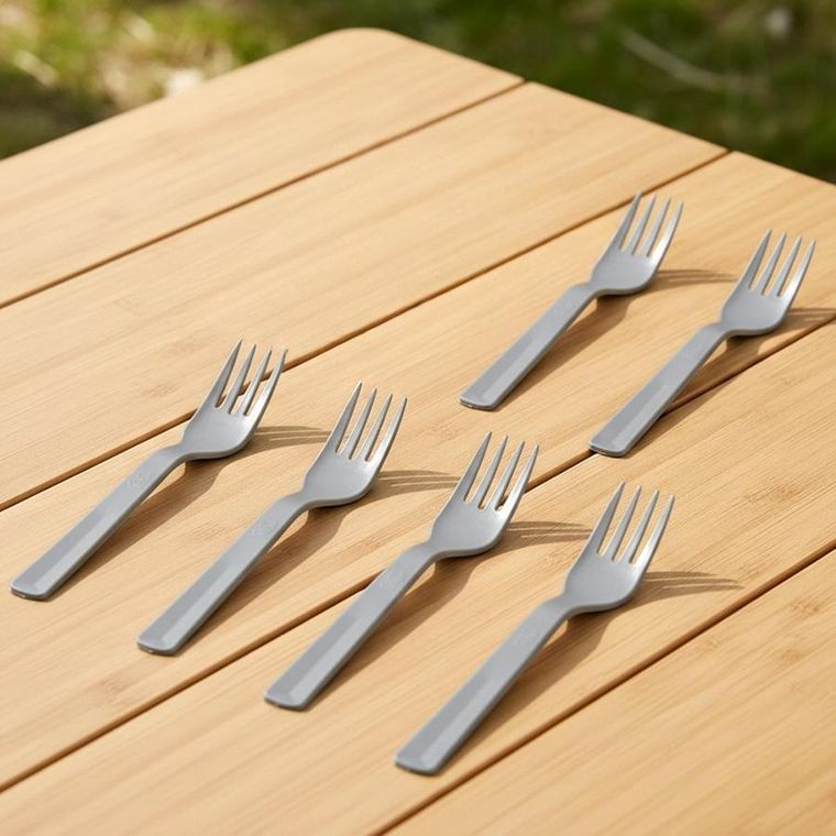 Orion, Sandy, widelce stołowe, plastikowe, szare, 18 cm, 6 szt.