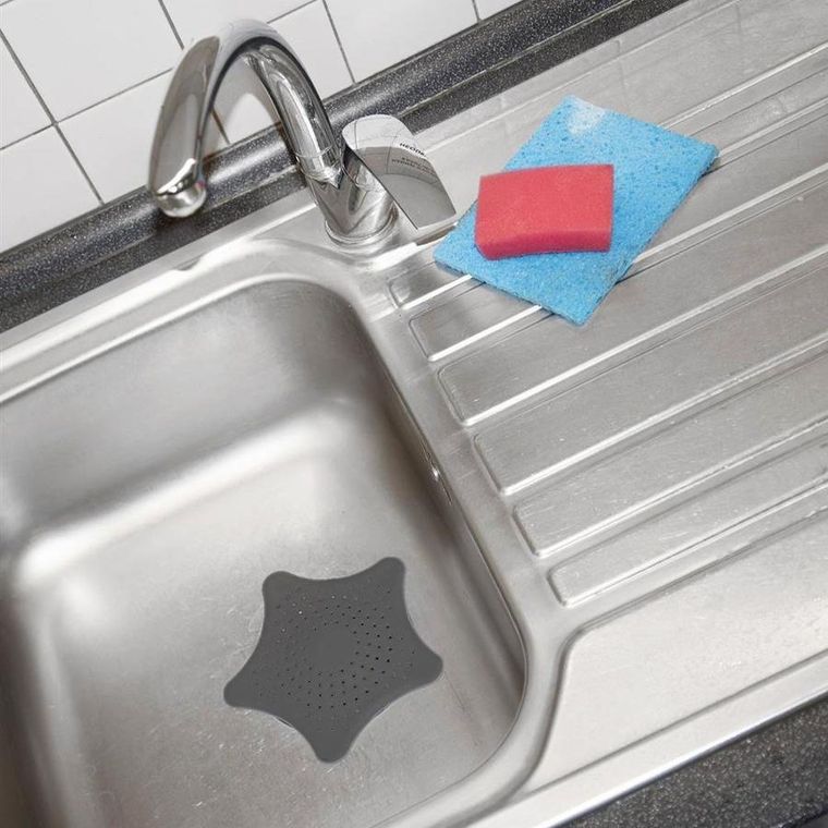 Orion, sitko do zlewu z przyssawkami, szare, 16 cm