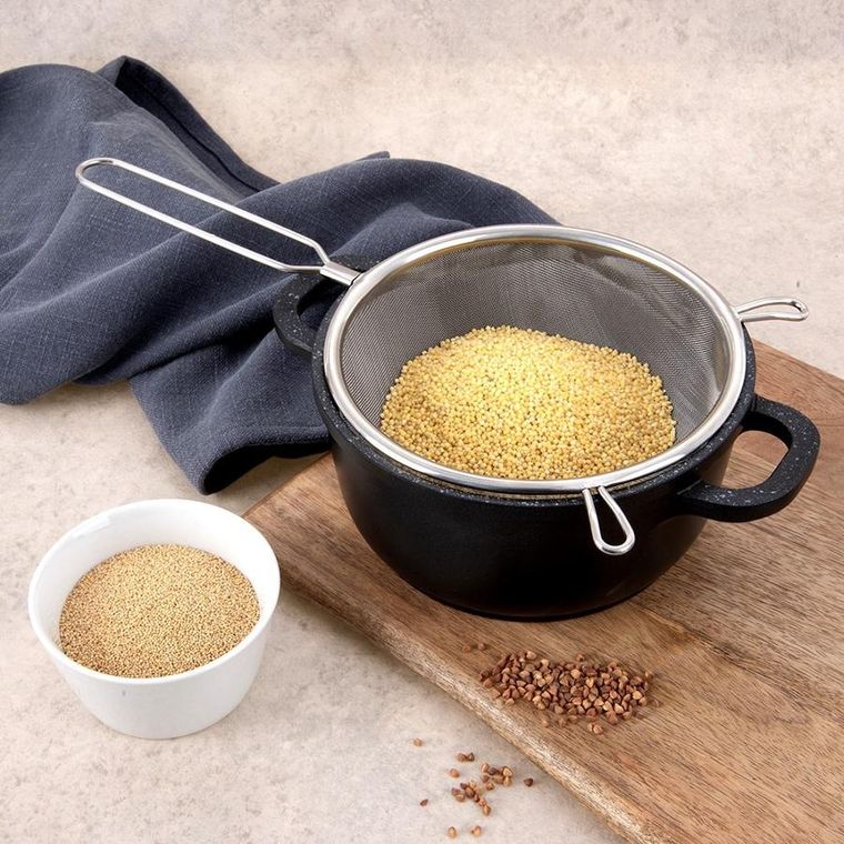 Orion, sitko kuchenne, stalowe z uchwytem, 16 cm