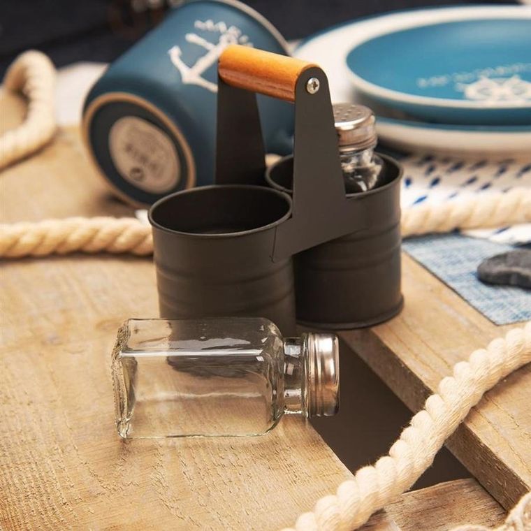 Orion, solniczka i pieprzniczka w stojaku, 3 elementy