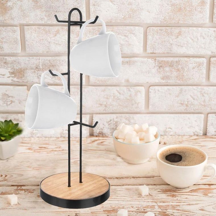 Orion, stojak metalowy na 6 kubków, Radka, czarny, 15,5-40 cm