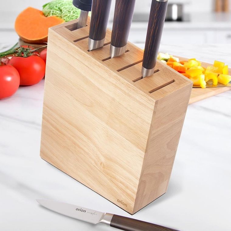 Orion, stojak na noże, z przegródkami, drewniany