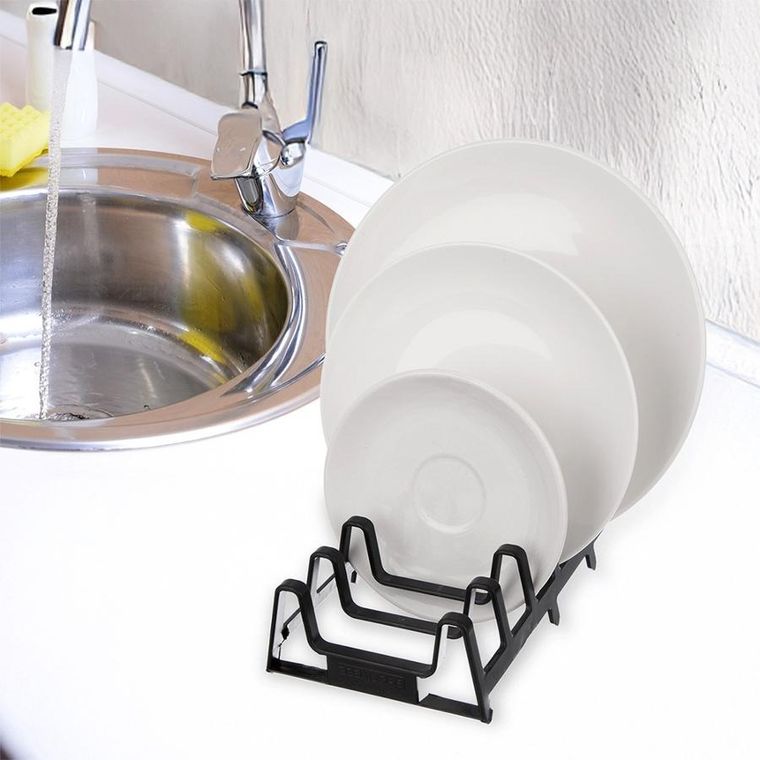 Orion, stojak na pokrywki i talerze, czarny, 30-14-6 cm