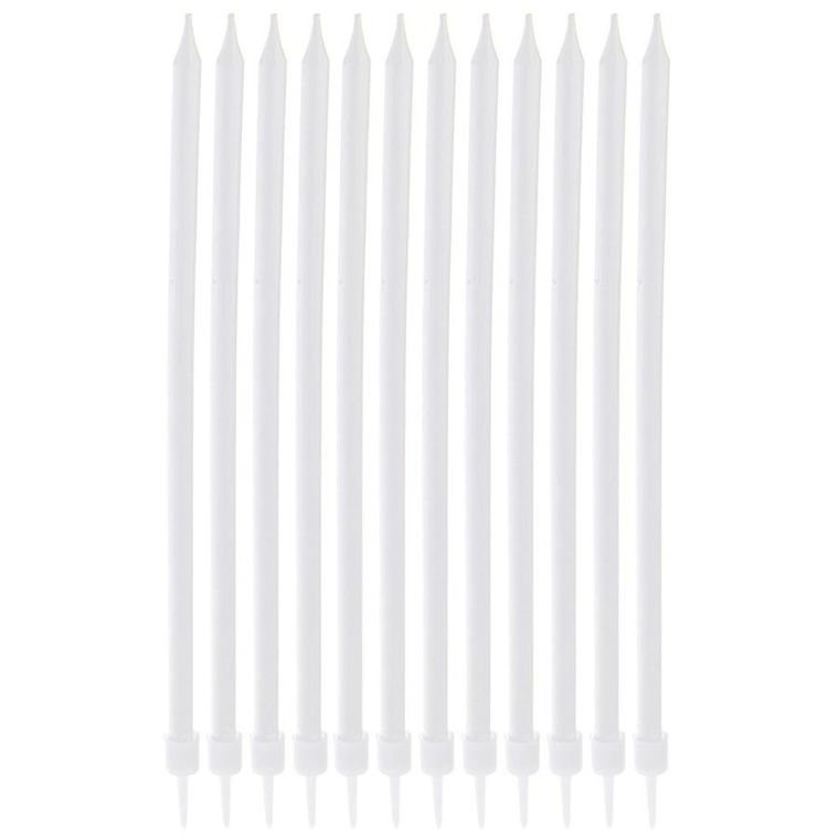 Orion, świeczki do tortu, białe, długie, 14.5 cm, 12 szt.
