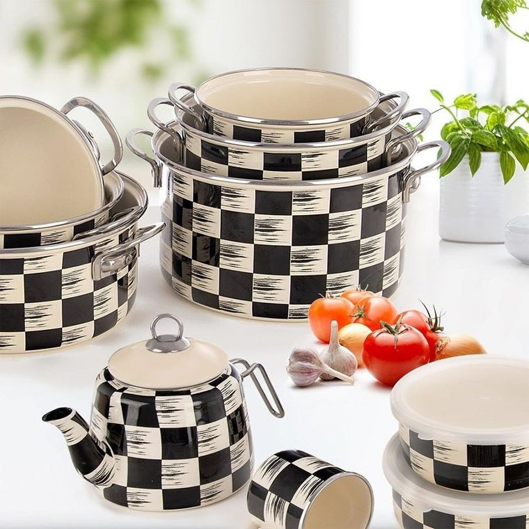 Orion, Szachownica, garnek emaliowany, 18 cm, 2 l