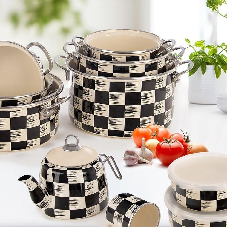 Orion, Szachownica, garnek emaliowany, 20 cm, 3l