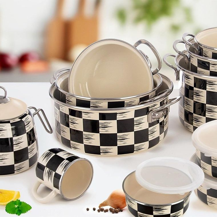 Orion, Szachownica, garnek emaliowany, 22 cm, 3 l