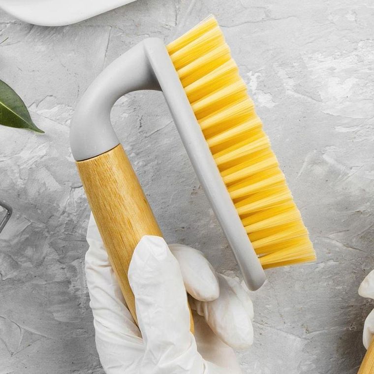 Orion, szczotka z uchwytem bambusowym do czyszczenia, szara, Woody