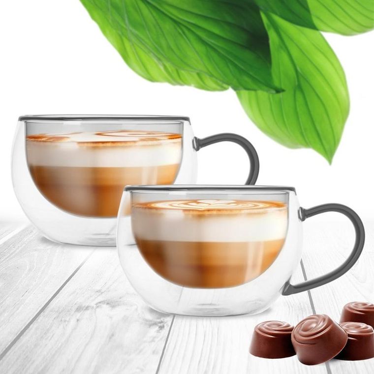 Orion, szklanki termiczne z podwójną ścianką do kawy i herbaty, DOUBLE, 300 ml, 2 szt.