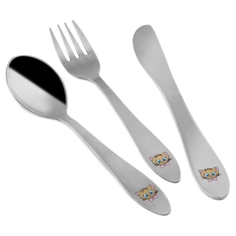 Orion, sztućce stalowe, dla dzieci, kotek, 3 szt.