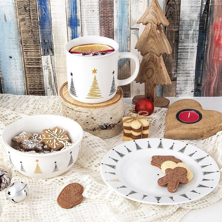 Orion, talerz deserowy porcelanowy, choinka, 20 cm