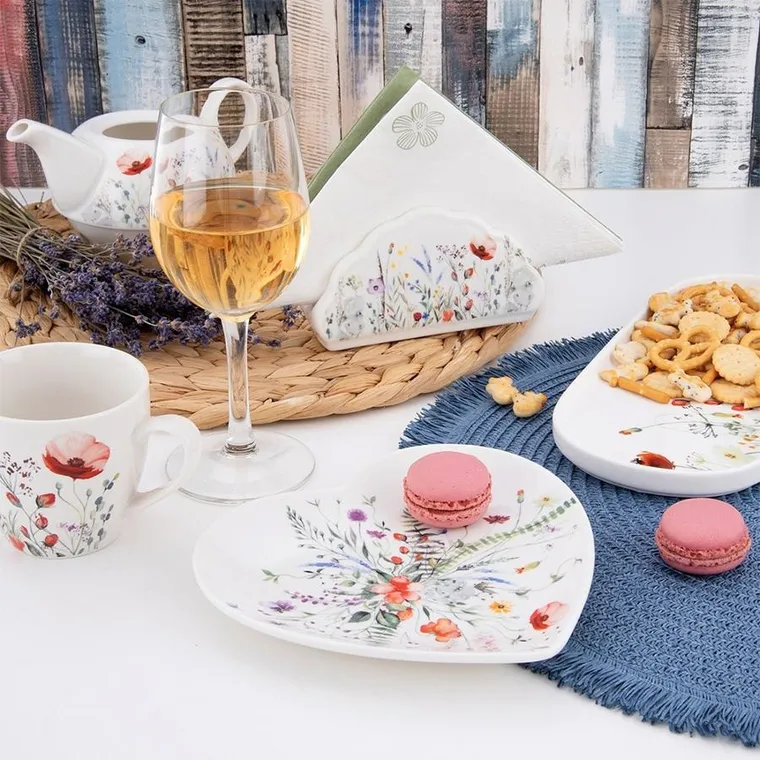 Orion, talerz deserowy porcelanowy, serce, Maki, 17.5-17 cm