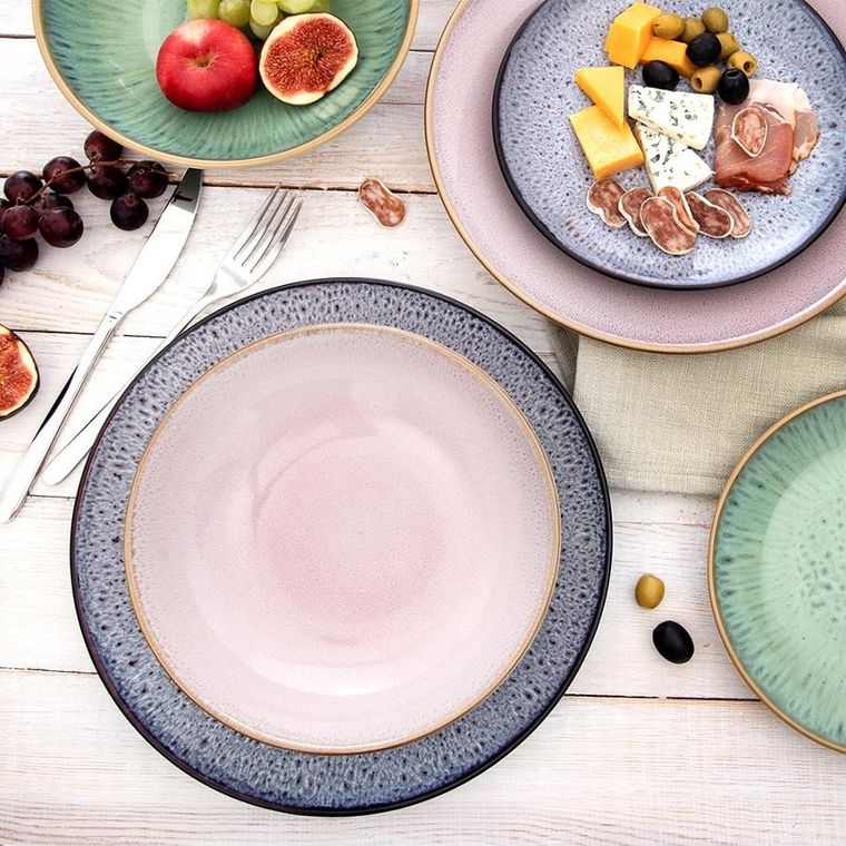 Orion, talerz obiadowy, głęboki, ceramiczny, różowy, glaze, 21 cm