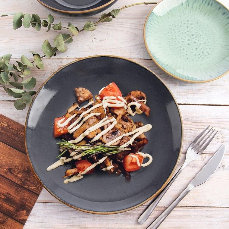 Orion, talerz obiadowy, płytki, ceramiczny, szary, glaze, 27 cm