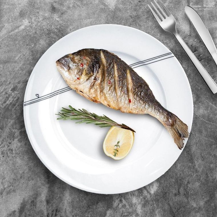 Orion, talerz obiadowy płytki porcelanowy biały, serduszka, 27 cm