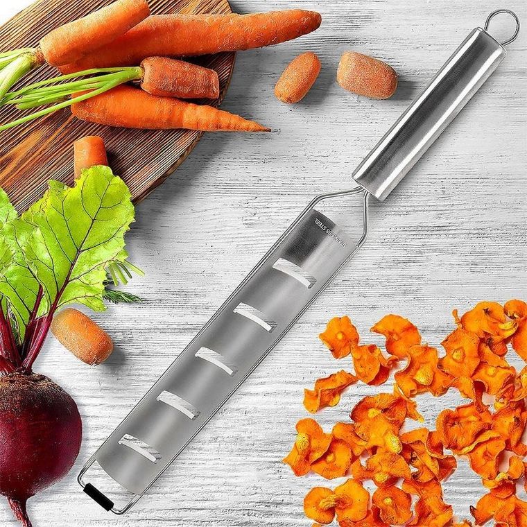 Orion, tarka kuchenna płaska z uchwytem, stalowa, plasterki, 38 cm