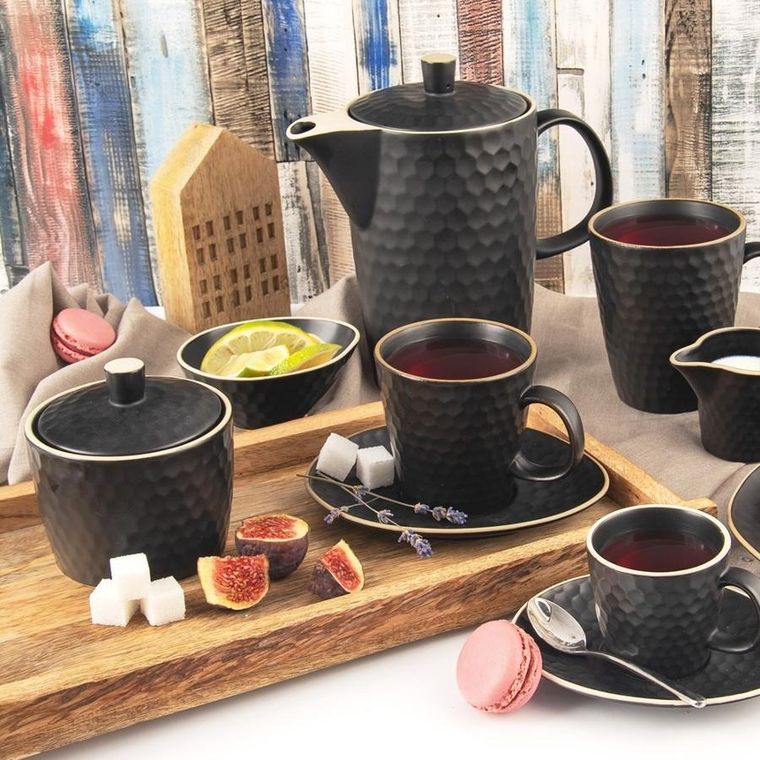 Orion, Tea Time, dzbanek do kawy i herbaty, ceramiczny, czarny, 1,3l