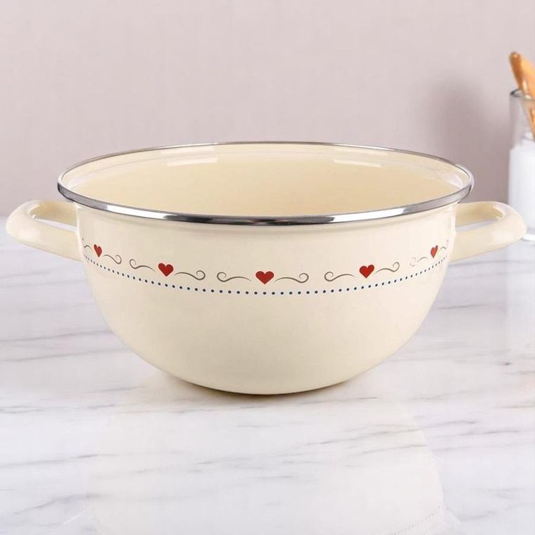 Orion, Tonca, miska emaliowana z uchwytami, kremowa, 33 cm, 5 l