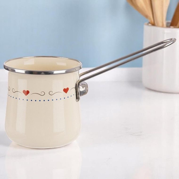 Orion, Tonca, tygielek do kawy emaliowany kremowy, 600 ml