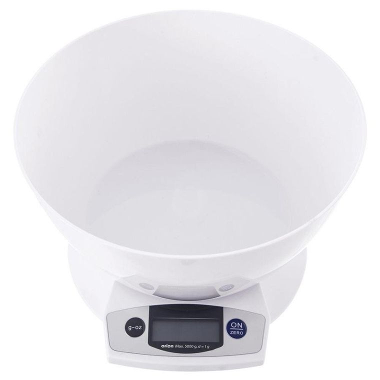 Orion, waga kuchenna, biała elektroniczna, 5kg, 2.5 l